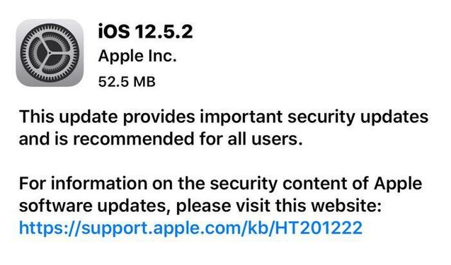 萨嘎苹果手机维修分享iOS12.5.2发布，建议所有老苹果用户安装 
